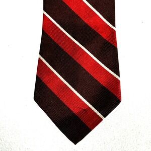Polo Ralph Lauren Silk Tie Orange Brown Repp Stripe Vintage Hand Made Men's